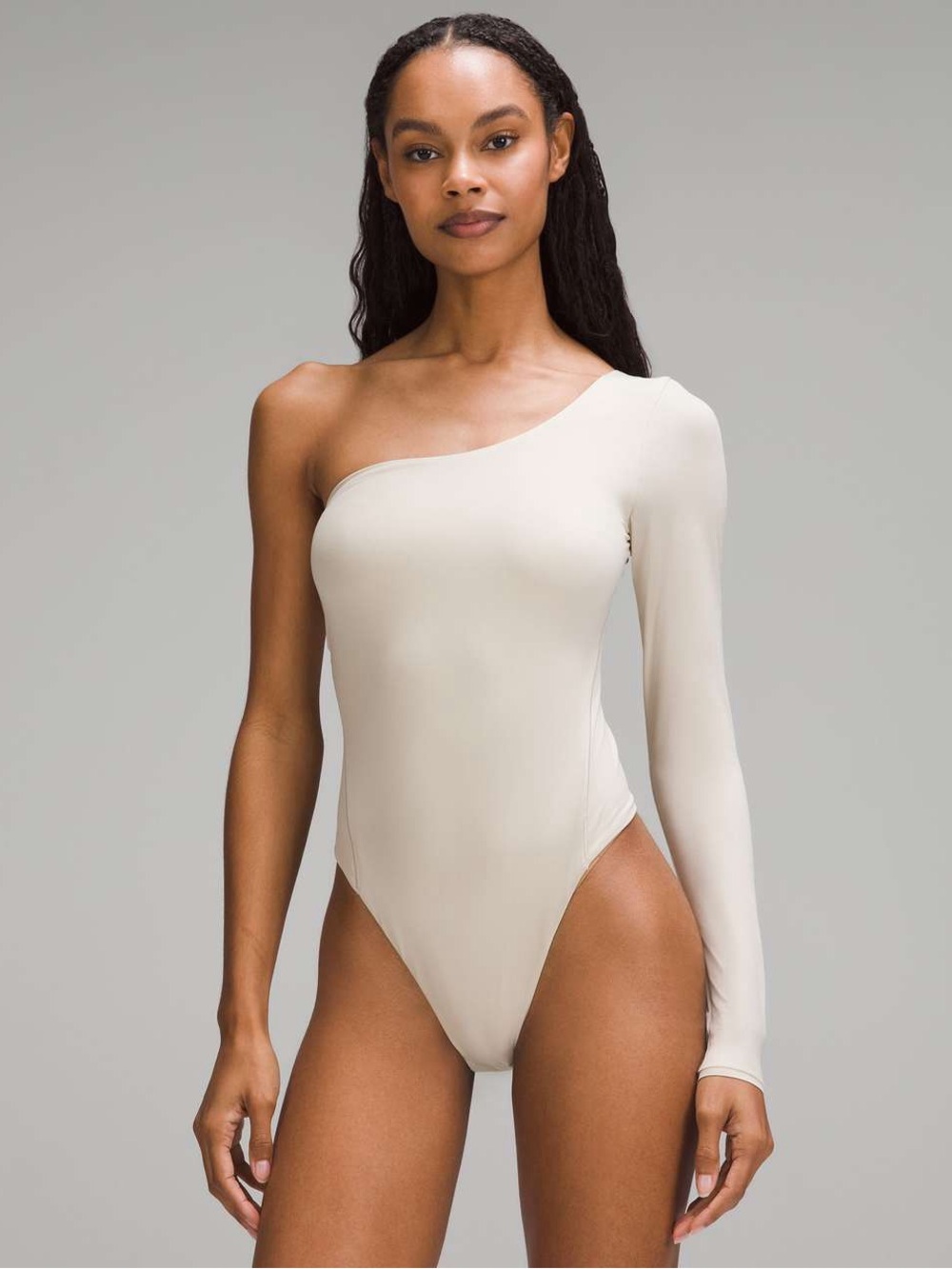 Lululemon Wundermost Long-Sleeve One-Shoulder Bodysuit - Mojave Tan Top